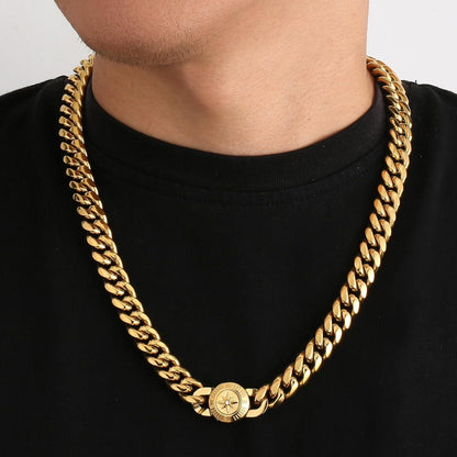 Herren Panzerkette 12mm Gold plattiert Löwe Totenkopf