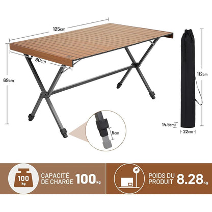 XXL Campingtisch klappbar, höhenverstellbar, 125x80cm