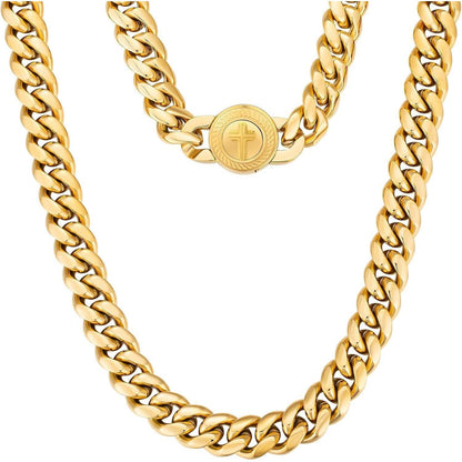 Herren Panzerkette 12mm, 18K Gold plattiert, Cuban Link