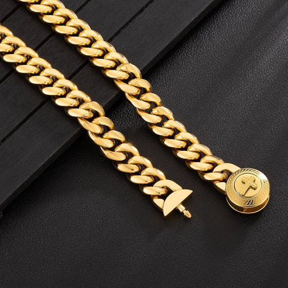 Herren Panzerkette 12mm, 18K Gold plattiert, Cuban Link