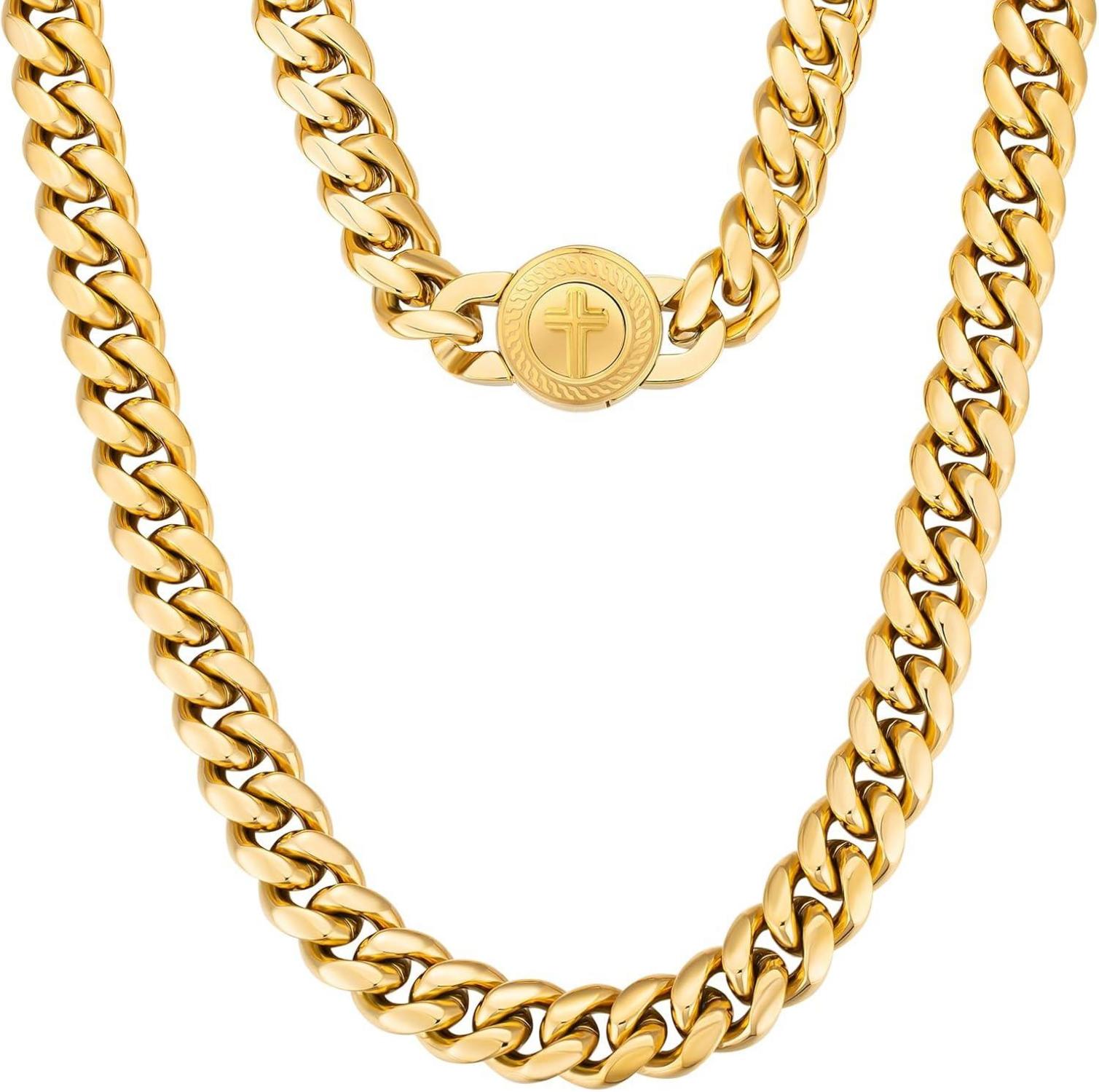 Herren Gold Panzerkette Löwe Totenkopf Verschluss 12mm