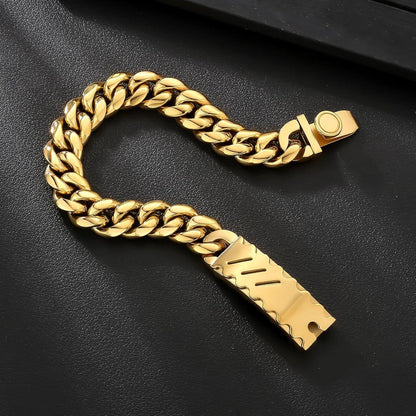 Goldbeschichtetes Herren Armband mit Löwenkopf Verschluss 12mm
