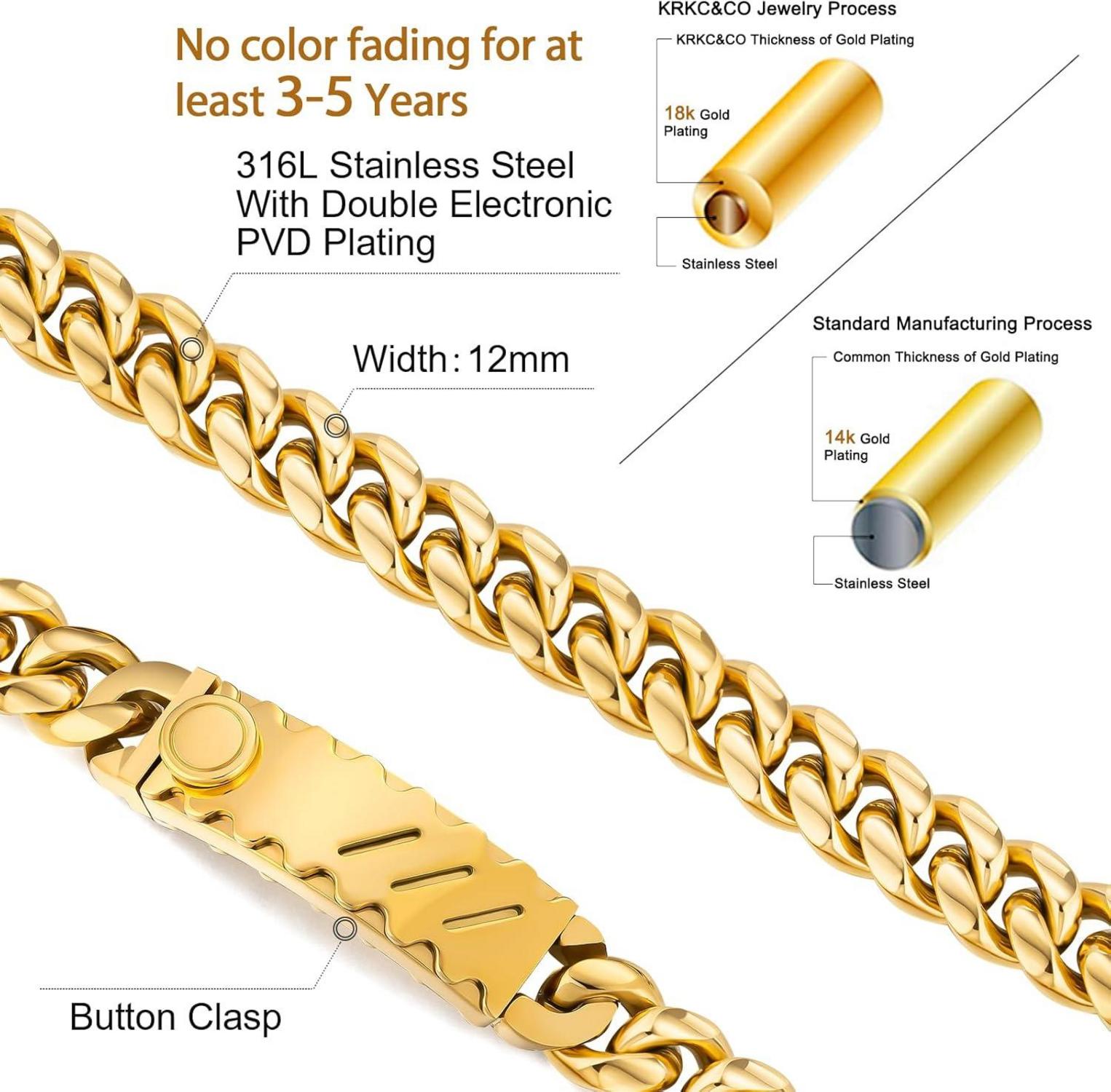 Herren Armband Löwe Kopf Verschluss 18K Gold beschichtet Cuban Hip Hop Schmuck