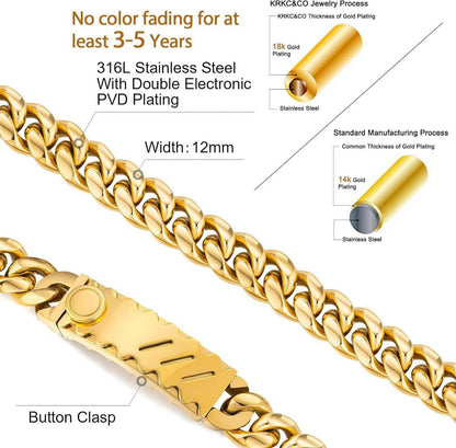 Herren Armband Löwe Kopf Verschluss 18K Gold beschichtet Cuban Hip Hop Schmuck
