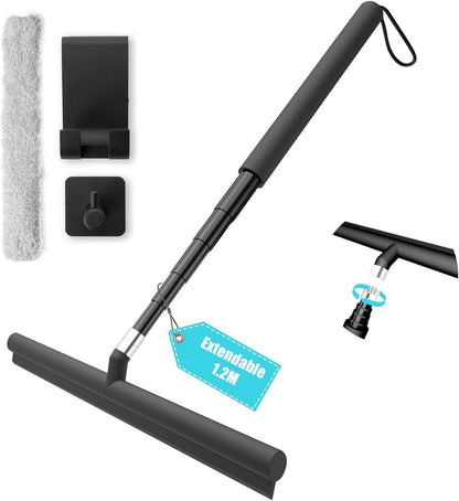 Duschabzieher Set ohne Bohren 25-120cm Silikonlippe Schwarz