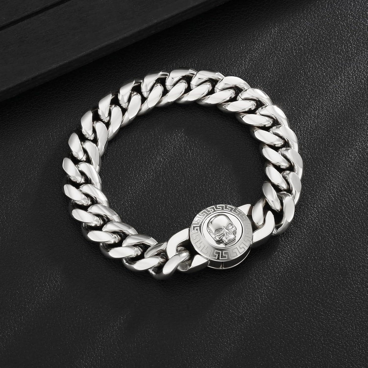 12mm Herren Armband mit Löwe Kopf Totenkopf Verschluss Gold