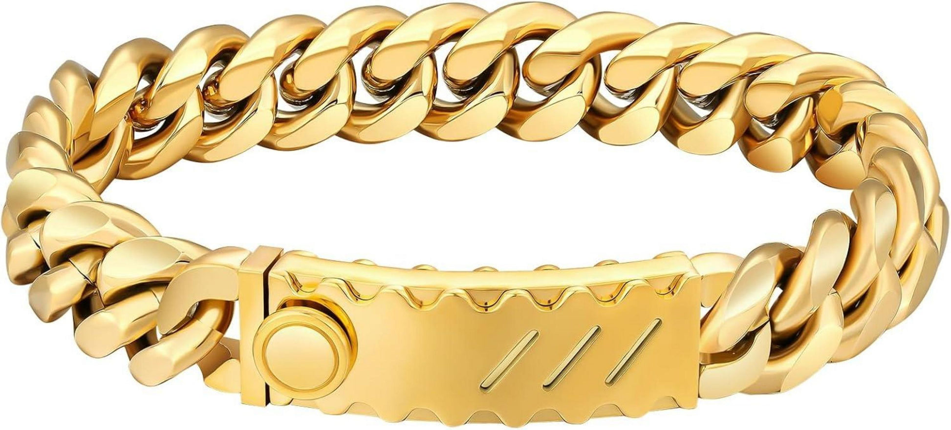 Herren Armband mit Löwe Kopf Gold beschichtet Cuban Hip Hop Schmuck