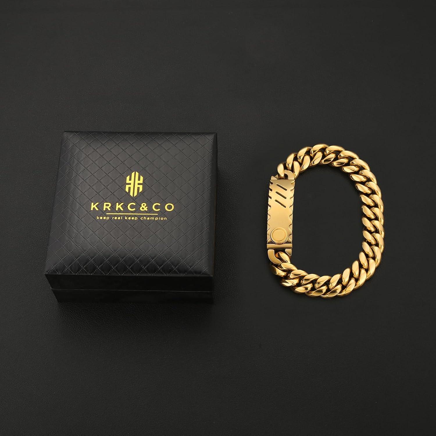 Herren Armband Löwe Totenkopf Verschluss 18K Gold Panzerarmband 12mm