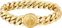 12mm Gold beschichtetes Herren Armband mit Löwenkopf Verschluss