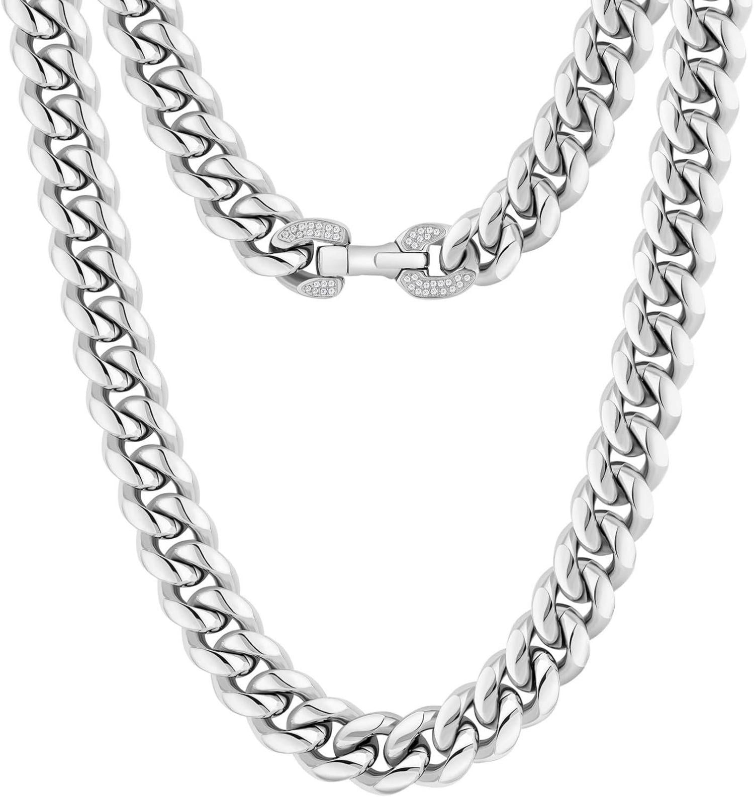 Panzerkette Herren 18K Gold Cuban Link Chain 12mm Silberkette