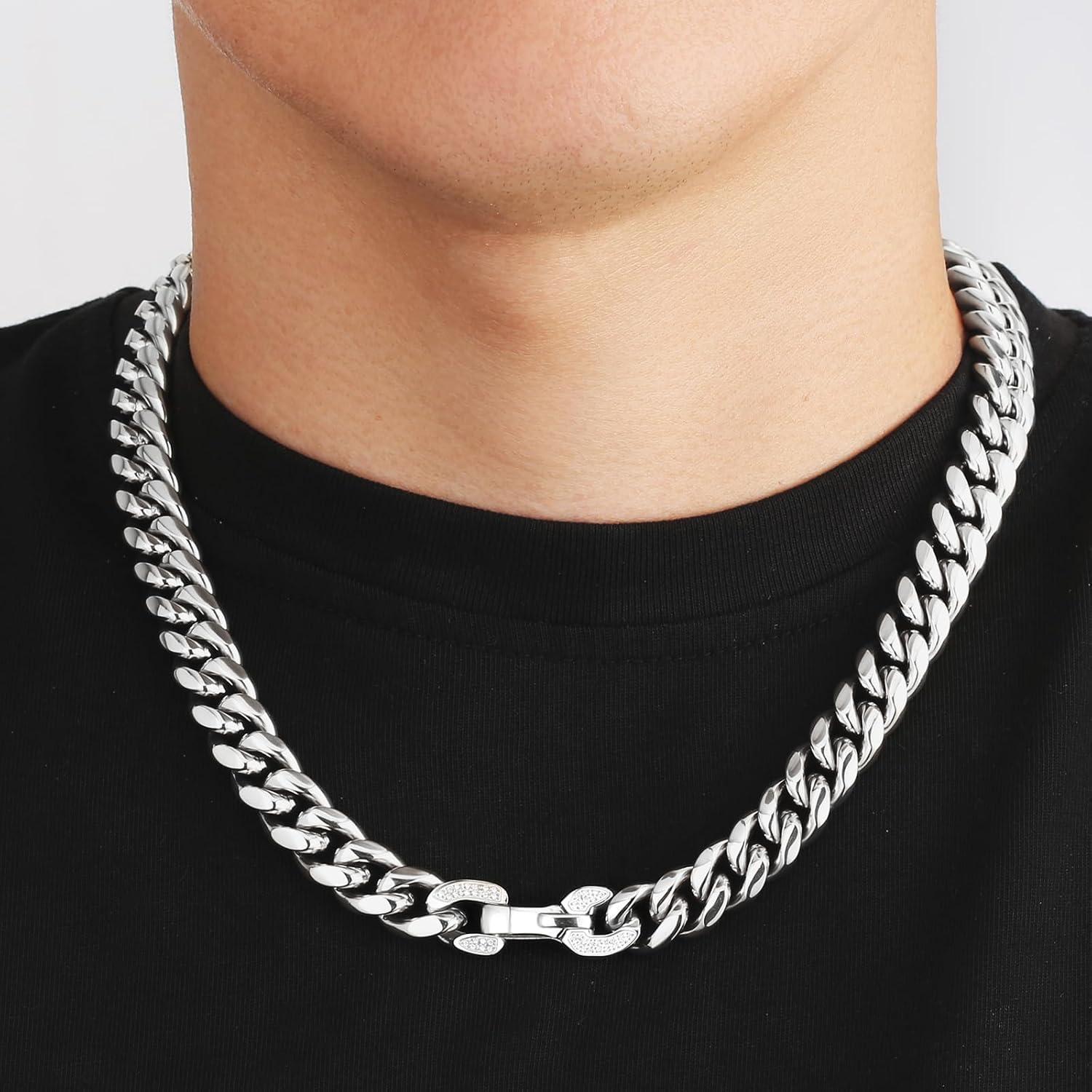 Panzerkette Herren 12mm Gold Cuban Link Chain 61cm