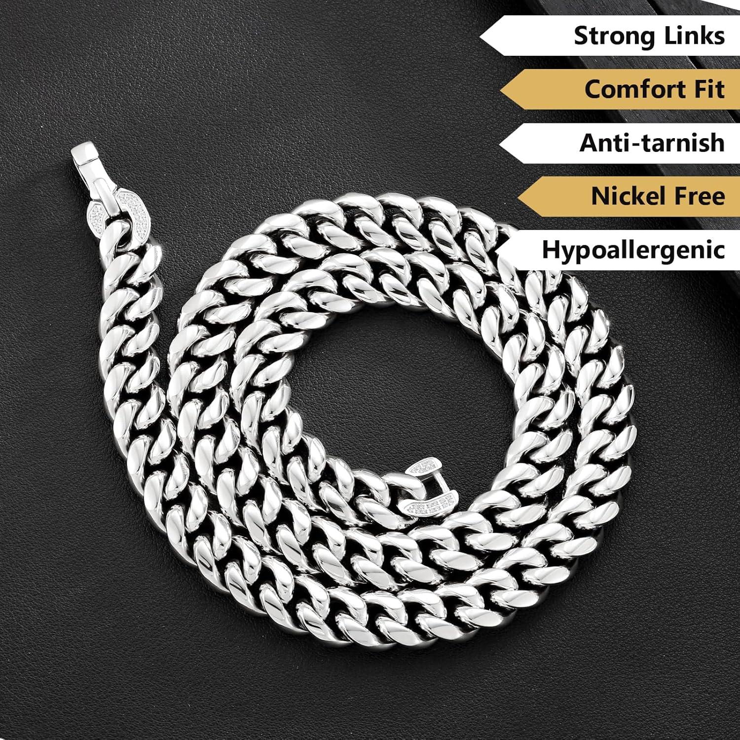 Panzerkette Herren 18K Gold Cuban Link Chain 12mm Silberkette