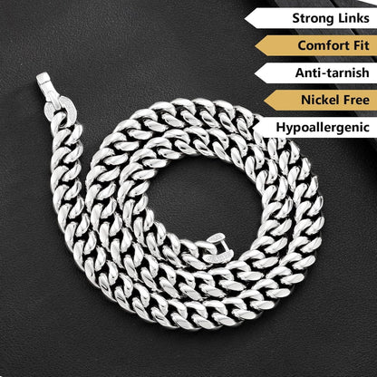 Panzerkette Herren 18K Gold Cuban Link Chain 12mm Silberkette
