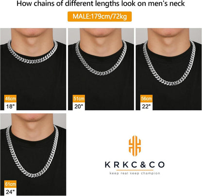 Panzerkette Herren 12mm 18K Gold Cuban Link Chain 61cm Silber Gold