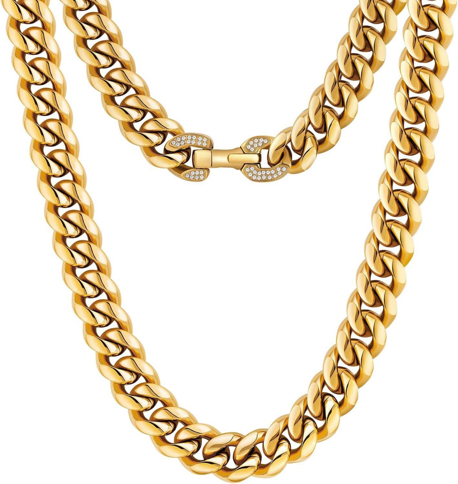 Panzerkette Herren 12mm 18K Gold/Weißgold plattiert Hip Hop Kette