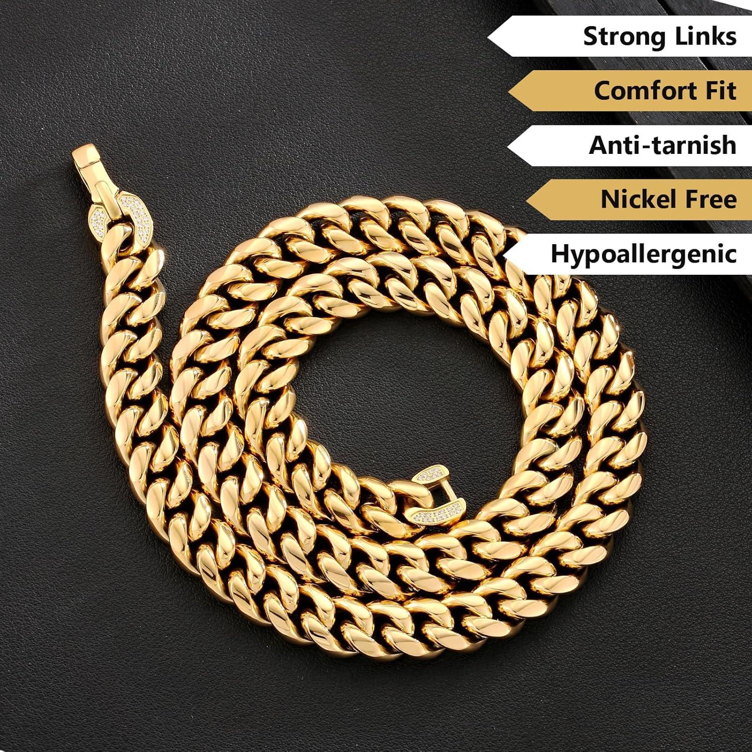 Panzerkette Herren 12mm 18K Gold/Weißgold plattiert Hip Hop Kette