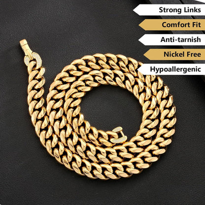 Panzerkette Herren 12mm 18K Gold/Weißgold plattiert Hip Hop Kette