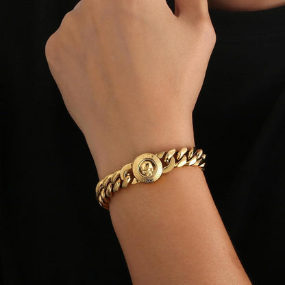 Herren Armband mit Löwe Kopf Verschluss, 18K Gold