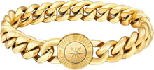 Herren Armband mit Löwe Totenkopf Verschluss 18K Gold beschichtet