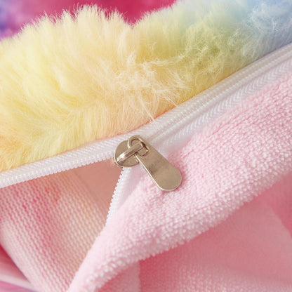 Plüsch Bettwäsche Set 200x200 Winterwarm Regenbogen Bunt