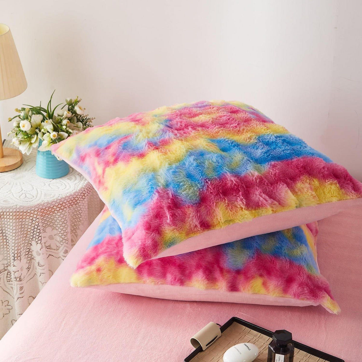 Plüsch Bettwäsche Set 200x200 Winterwarm Regenbogen Bunt