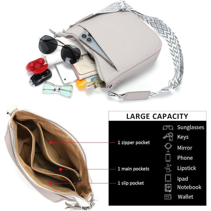 Kleine Umhängetasche Damen Hellgrau Veganes Leder Crossbody