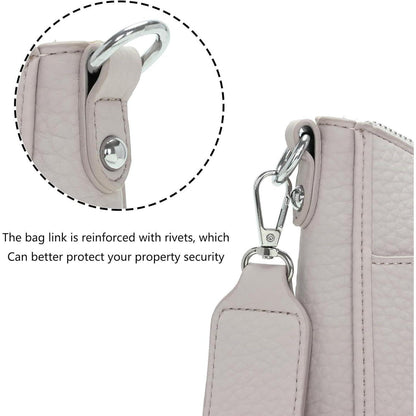 Kleine Umhängetasche Damen Hellgrau Veganes Leder Crossbody