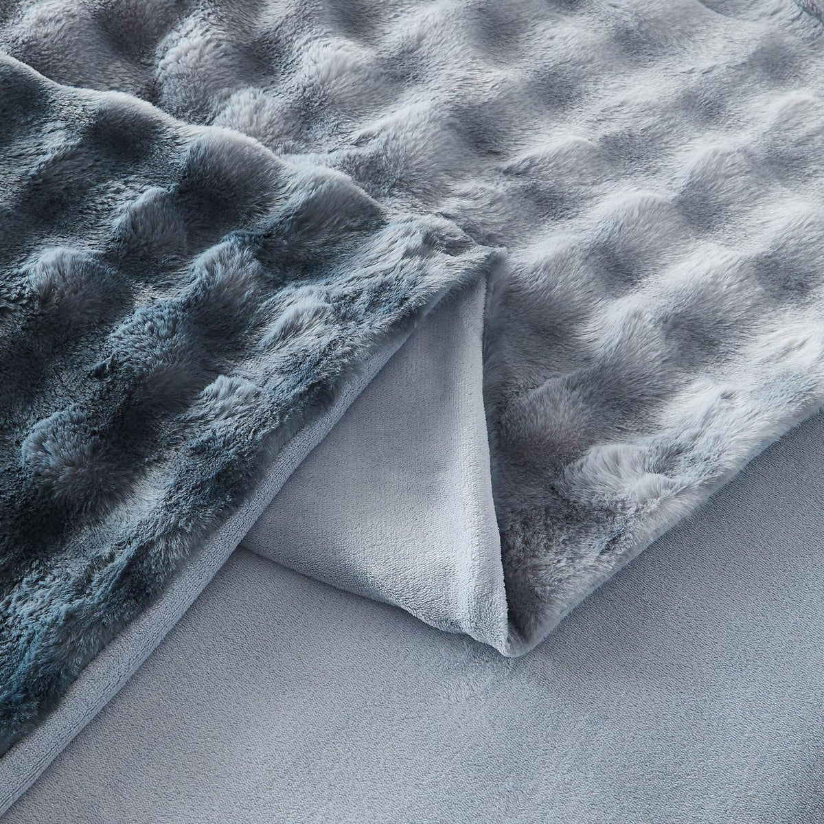 Winter Plüsch Bettwäsche Set 135x200 Grau Blau Flauschig
