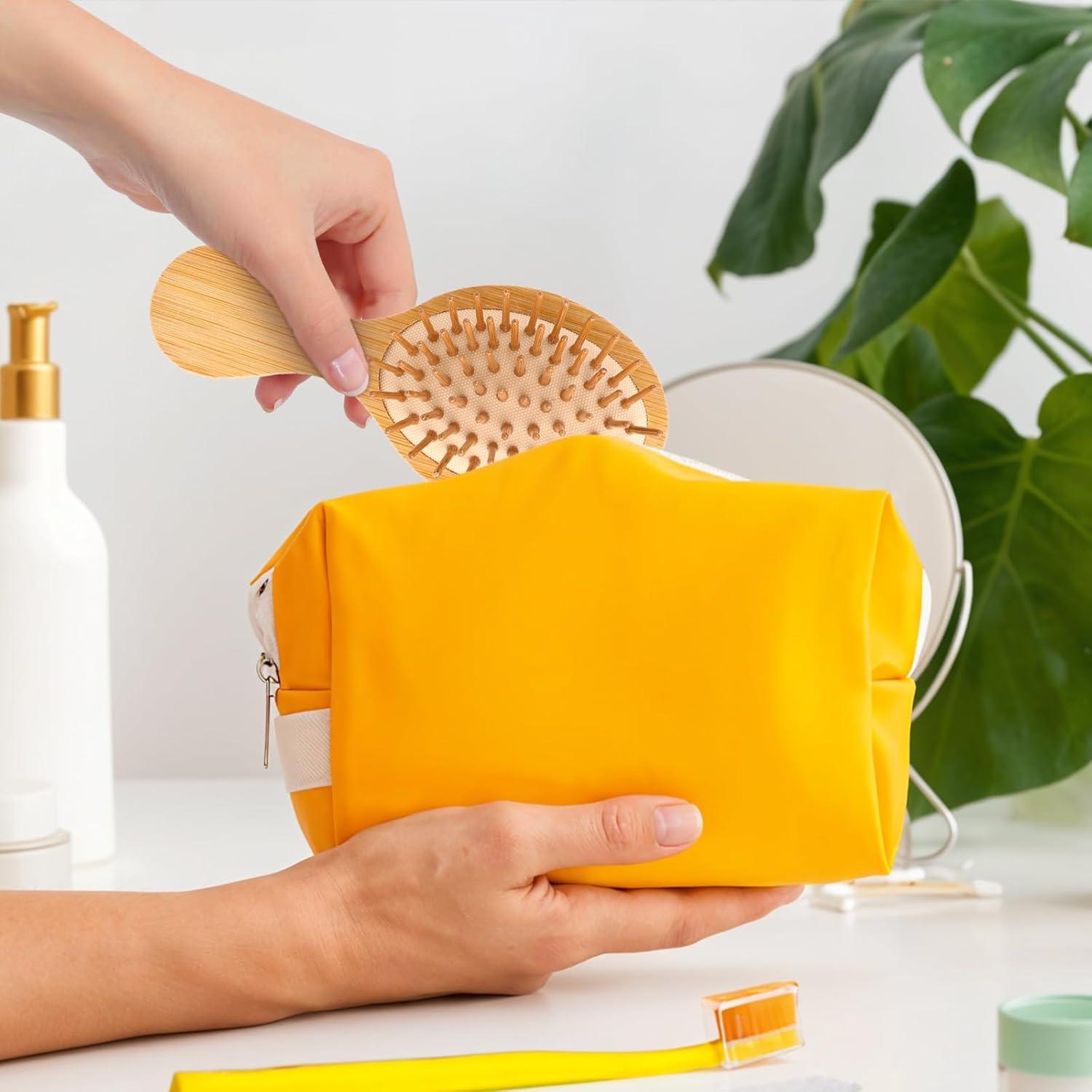 Kopfhaut Massagebürste Bambus Mini Haarbürste 2er Set für Frauen Männer