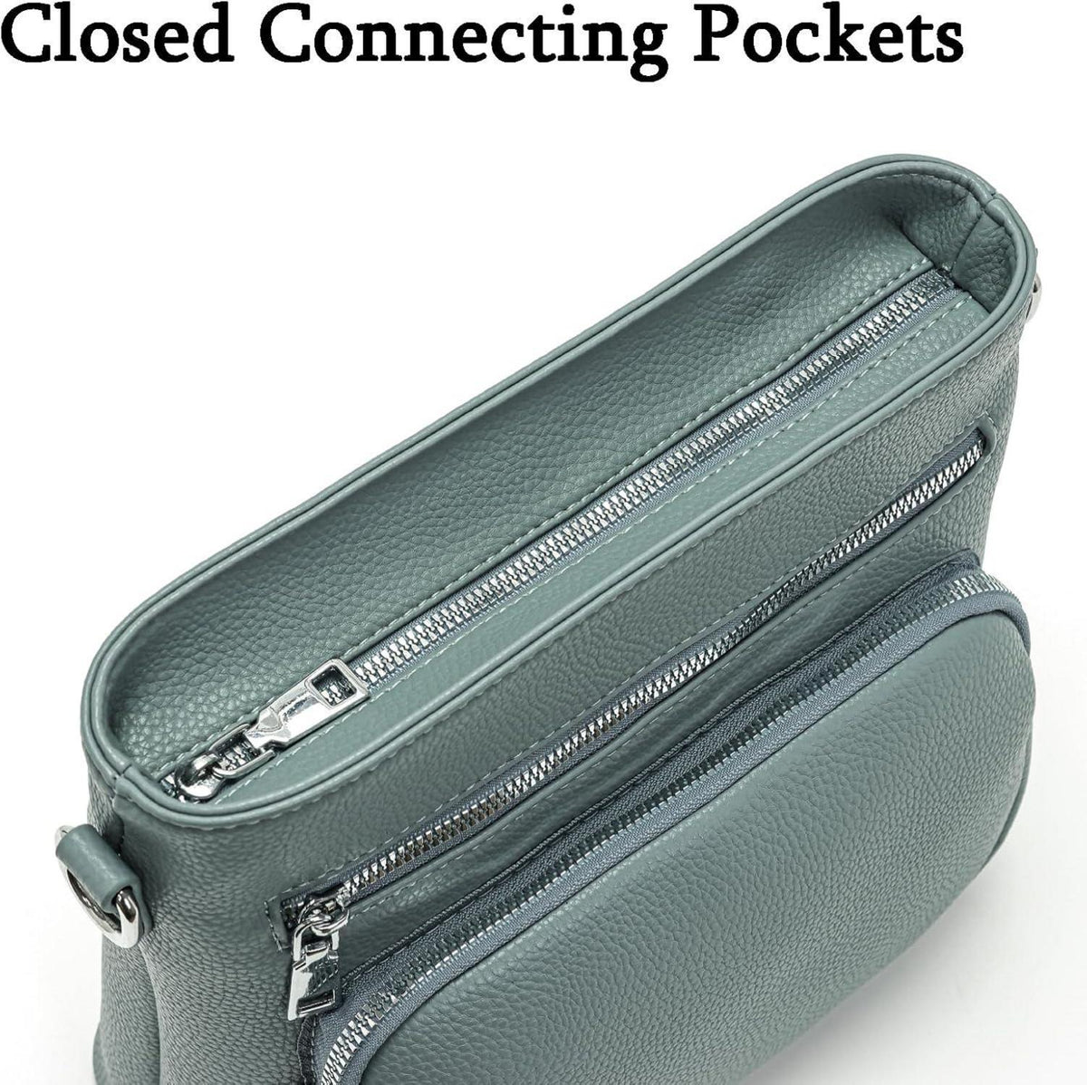 Damen Umhängetasche Veganes Leder Mittelgroß Crossbody Graublau