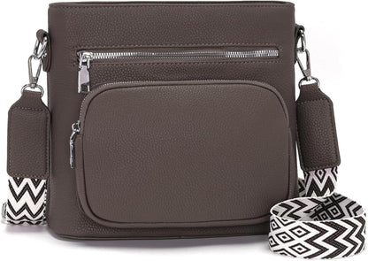 Umhängetasche Mittelgroß Crossbody Bag Veganes Leder Graubraun