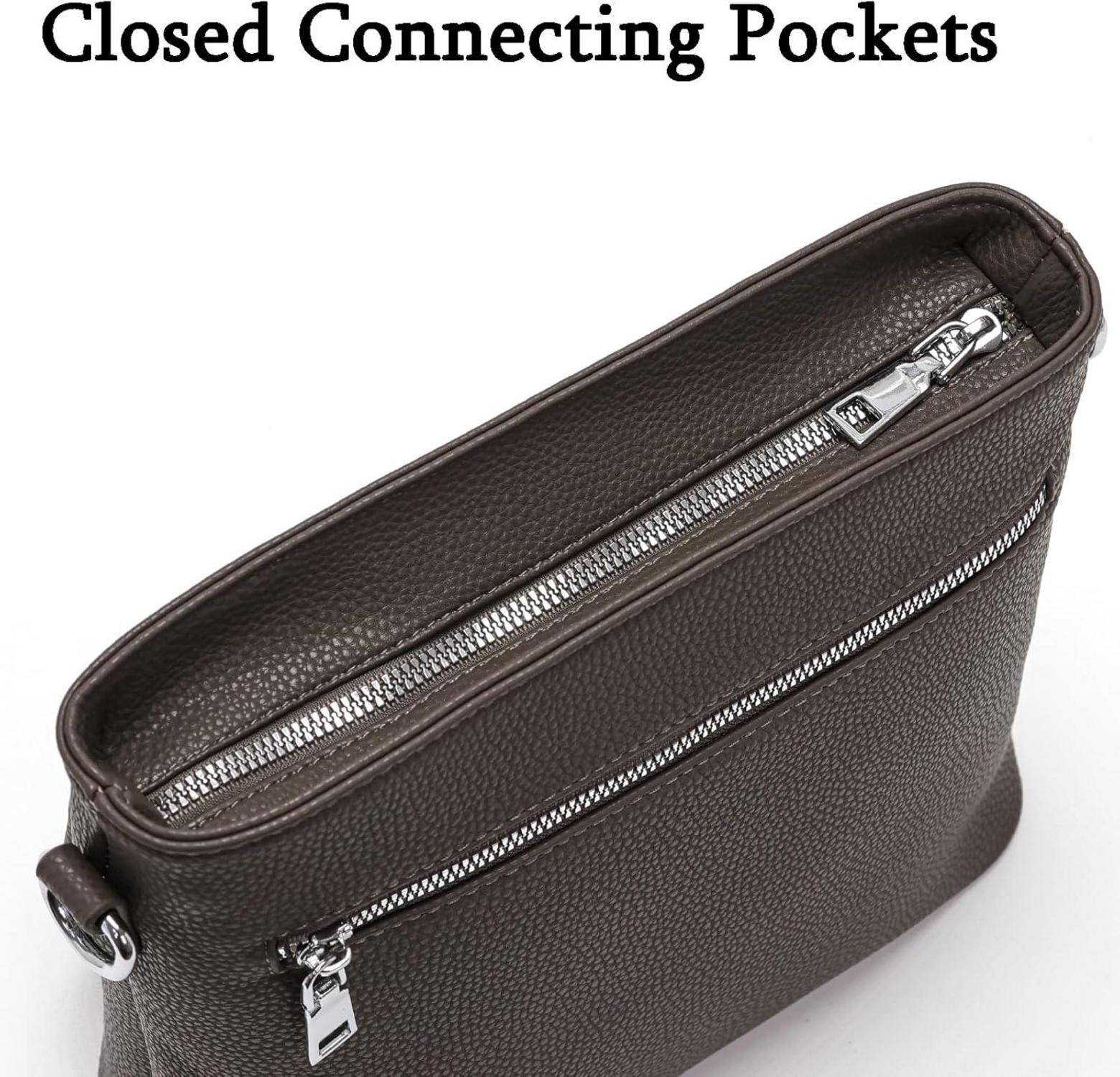 Umhängetasche Damen Mittelgroß Crossbody Bag Graubraun Vegan