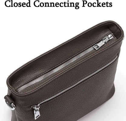 Umhängetasche Damen Mittelgroß Crossbody Bag Graubraun Vegan