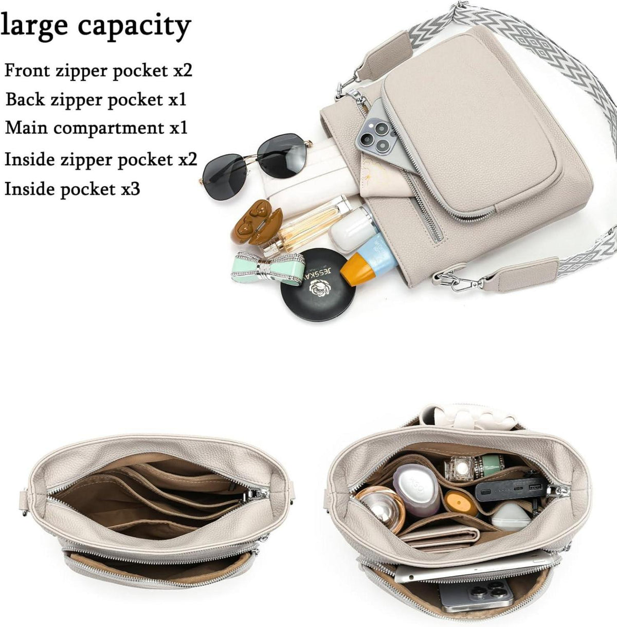 Umhängetasche Damen Mittelgroß Crossbody Bag Vegan Leder Handtasche