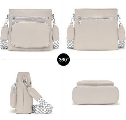 Snmoec Umhängetasche Damen Mittelgroß Crossbody Bag Veganes Leder Handtasche