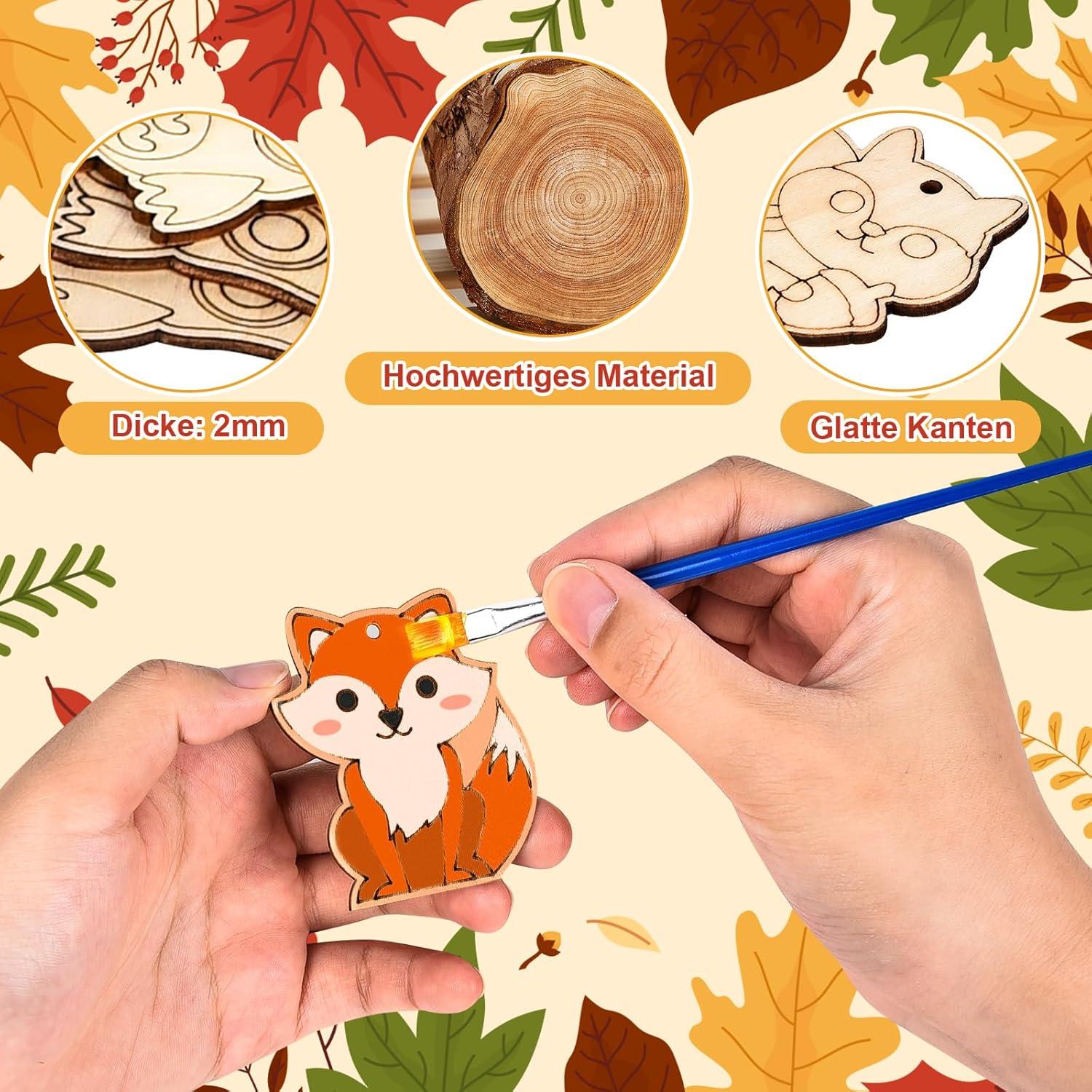 Herefun Herbst Bastelset für Kinder - 40 STK Holz Deko mit