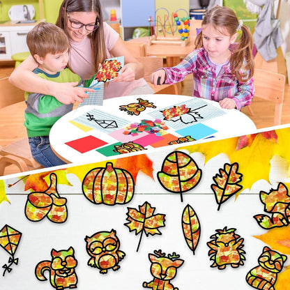 Herefun Herbst Basteln Kinder Set DIY Papierblätter Deko Halloween Weihnachten