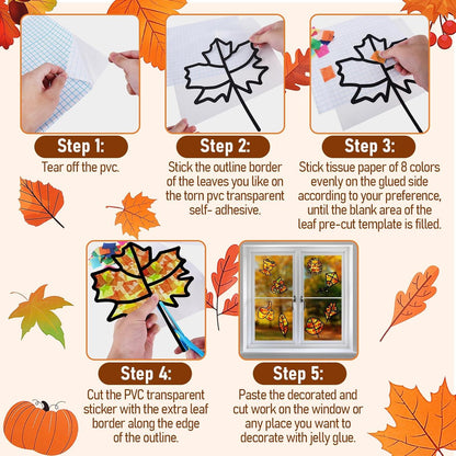 Herbst Bastelset Kinder DIY, 13-teilig Blätter Deko Geschenk für