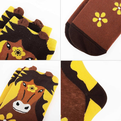 5 Paare Damen Baumwolle Socken Tiermuster 35-38 Mehrfarbig