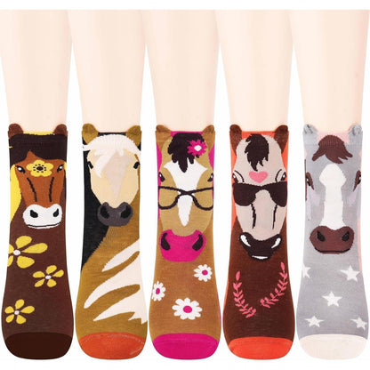 5 Paare Damen Baumwolle Socken Tiermuster 35-38 Mehrfarbig