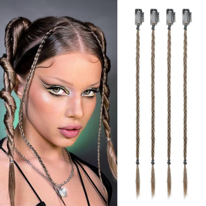 4 Zopfverlängerungen 35cm Aschbraun – Clip-in Haarteile