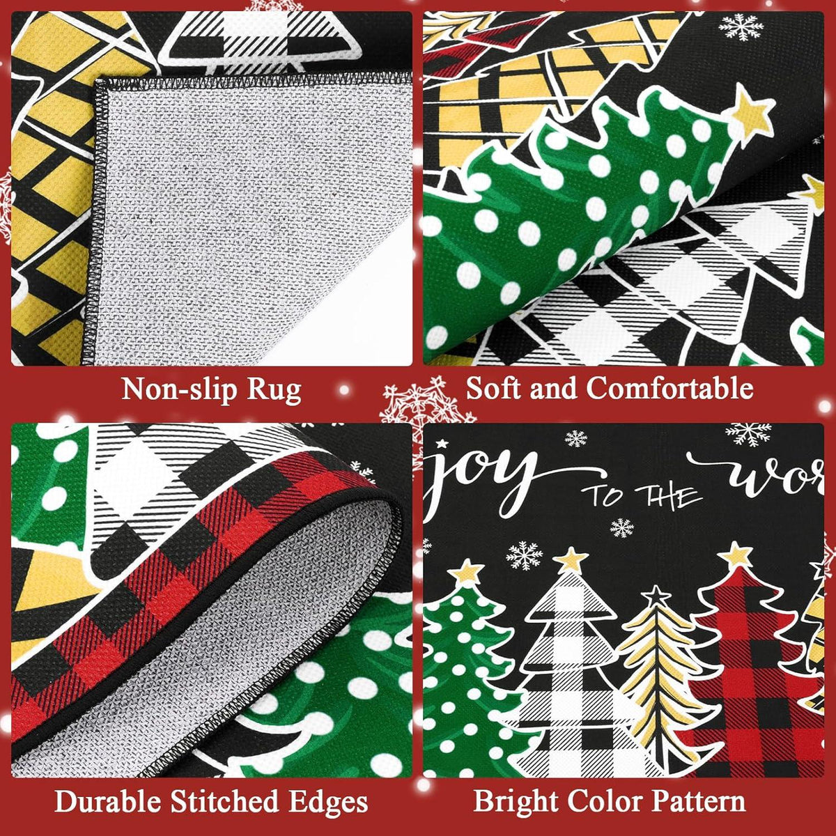 Weihnachtsläufer Teppich rutschfest Winter Fußmatte Schwarz