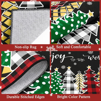 Weihnachtsläufer Teppich rutschfest Winter Fußmatte Schwarz