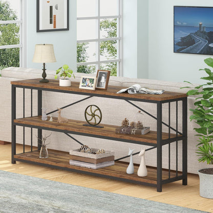 Konsolentisch Holz Bücherregal 3 Ebenen Wohnzimmer Flurregal