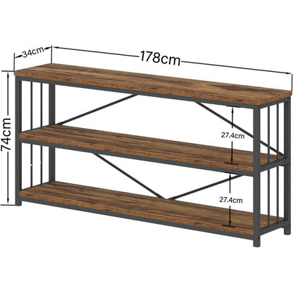 Konsolentisch Holz Bücherregal 3 Ebenen Wohnzimmer Flurregal