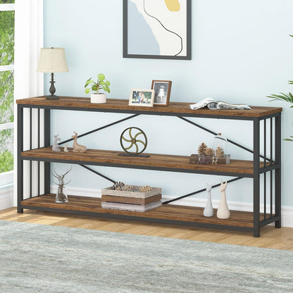 Konsolentisch Holz Bücherregal 3 Ebenen Wohnzimmer Flurregal