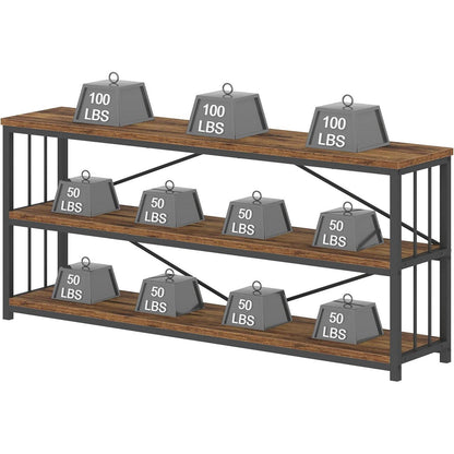 Konsolentisch Holz Bücherregal 3 Ebenen Wohnzimmer Flurregal