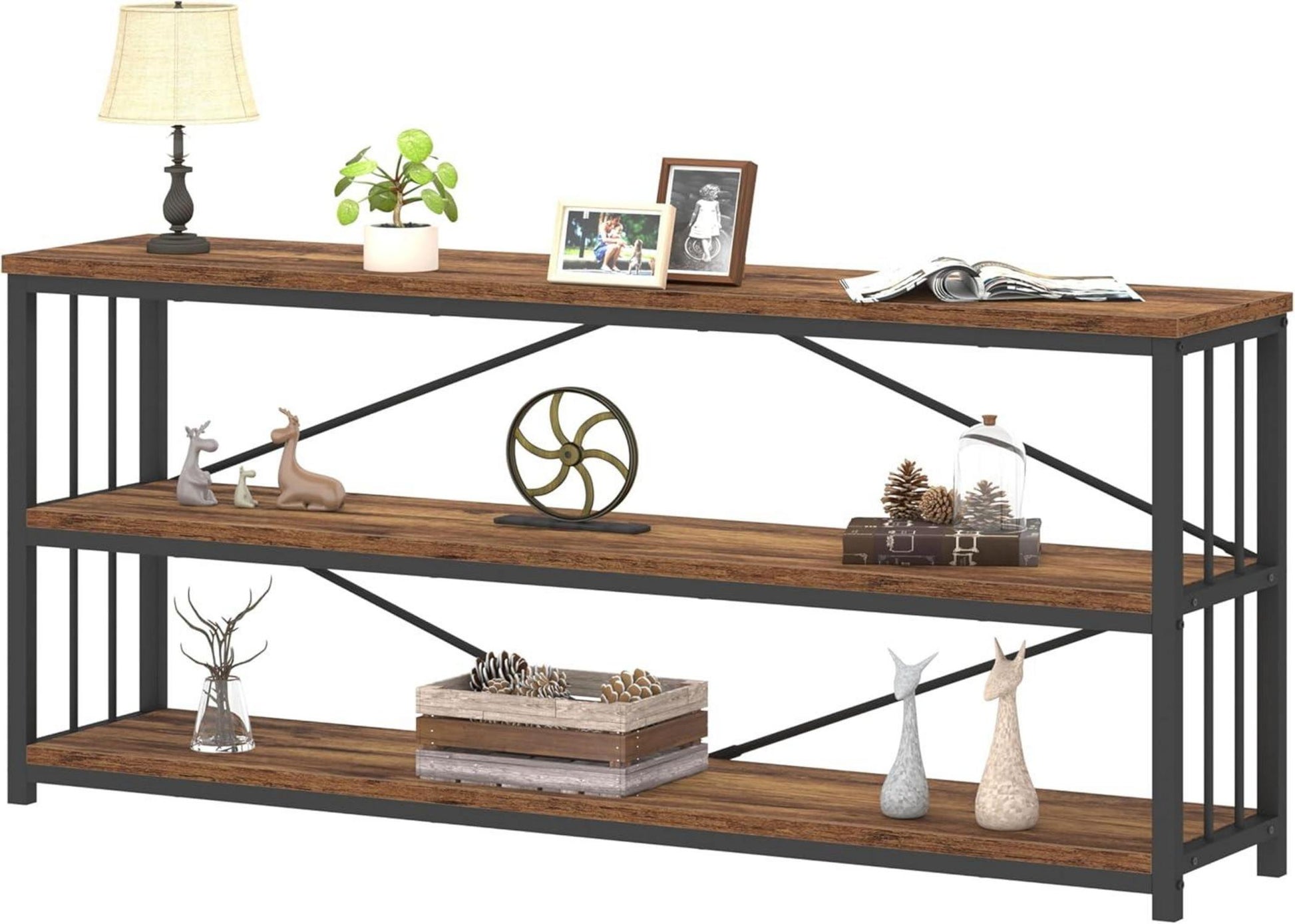 Vielseitiges Standregal 3 Ebenen Bücherregal Flurregal 34x178x74 cm