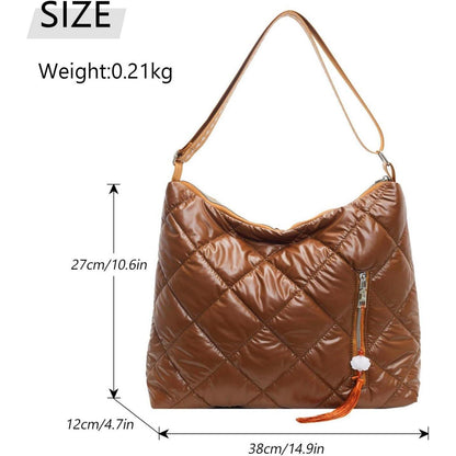 Damen Puffer Schultertasche Winter Umhängetasche