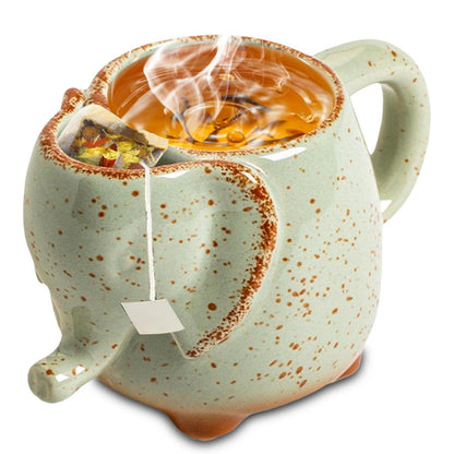 Elefanten Teetasse mit Teebeutelhalter – 430ml Keramikbecher